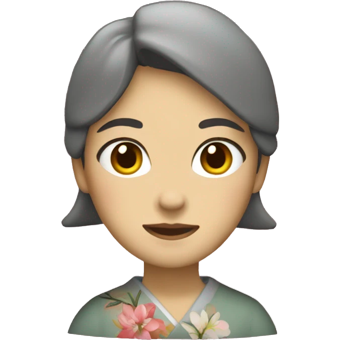 mujer japonesa saludando emoji
