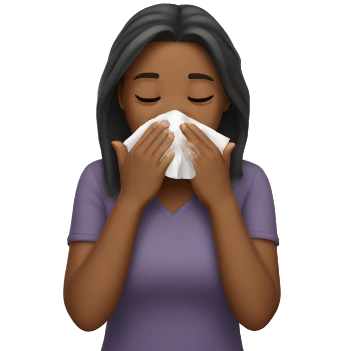 girl sneezing into her hands, no tissue, just into her bare hands emoji