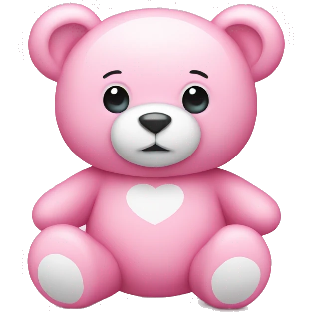 pink teddy bear with white he emoji