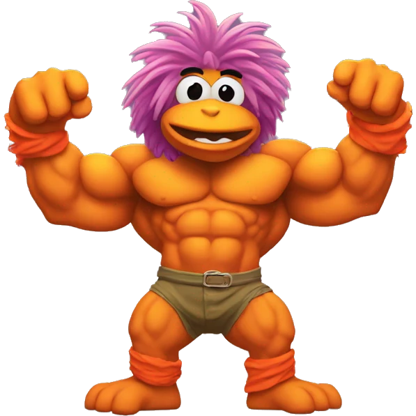 fraggle rocks hot muscle trainer sunset colored emoji