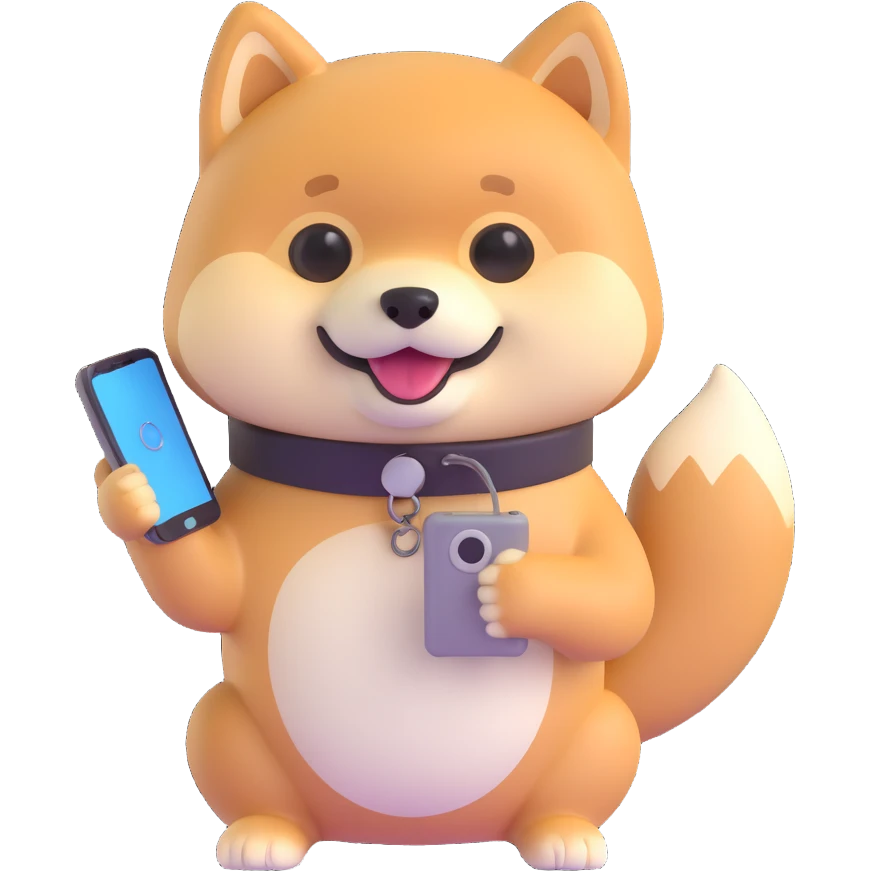 shiba inu holding a phone emoji