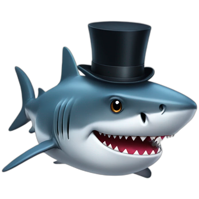 Shark with a top hat emoji