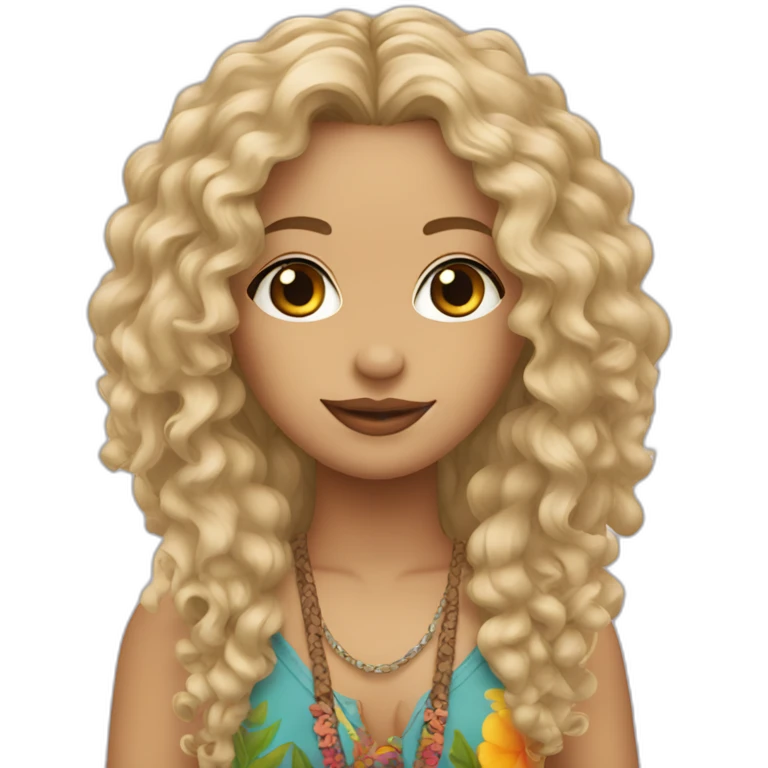 Rubia rizos hippie emoji