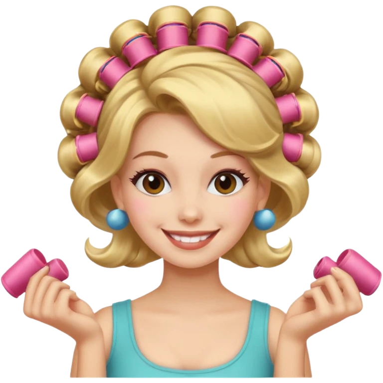girl with hair roller on hair emoji