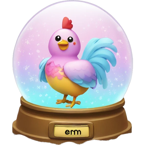 Kawaii rainbow pastel bedazzled chicken with big butt in an under the sea snow globe  emoji
