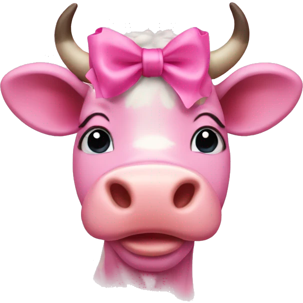 pink cow with pink bow emoji
