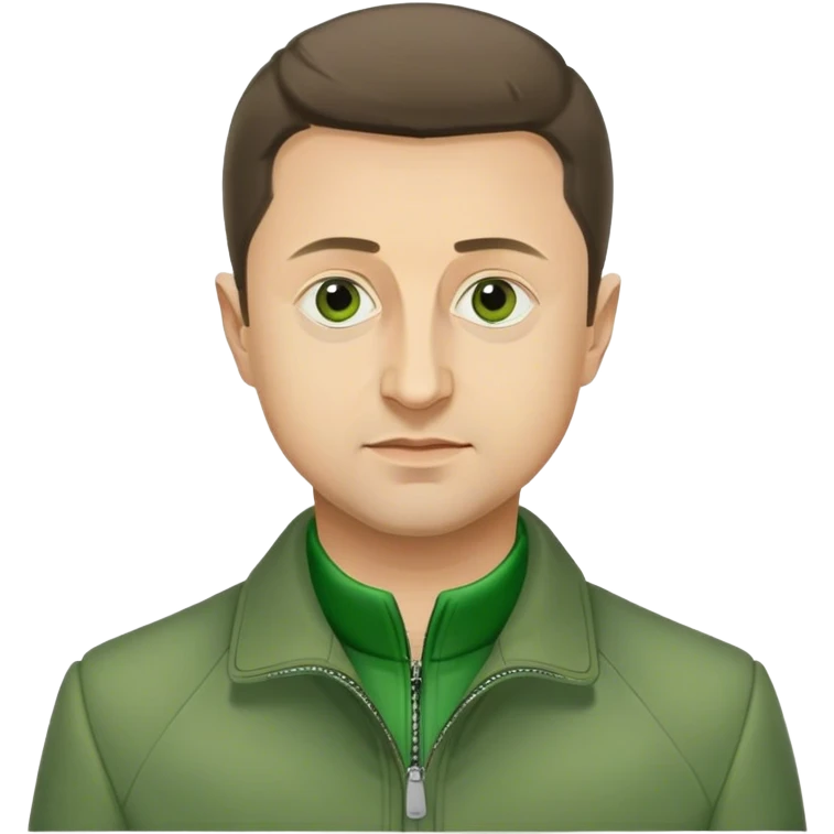 Photorealistic Vladimir Zelensky. green jacket emoji