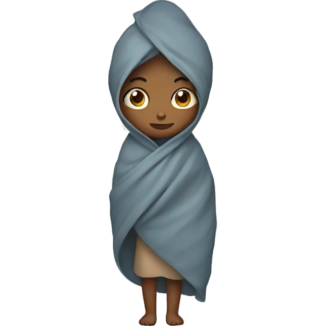 Girl wrapped in blanket cozy emoji