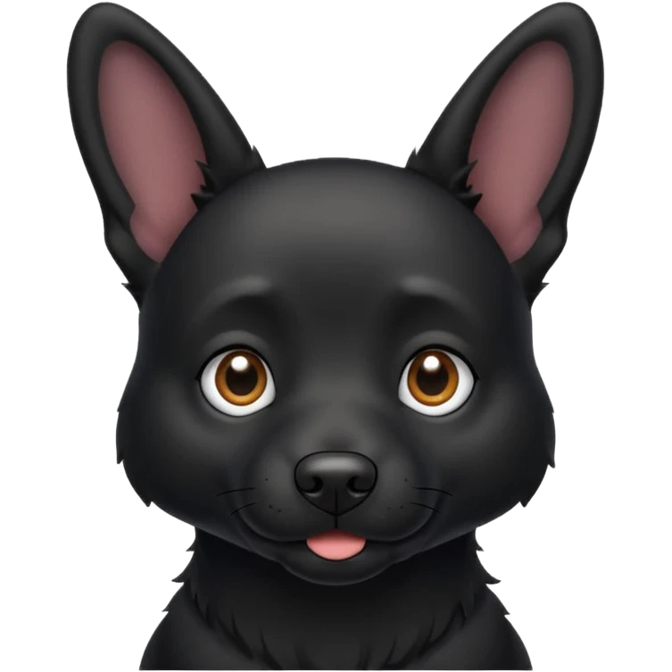 A black, not hairy dog with its ears up ￼ emoji
