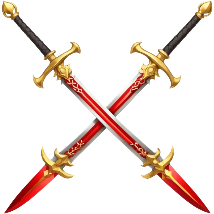 Golden fiery royal two crossed swrods with red gem and golden blade emoji