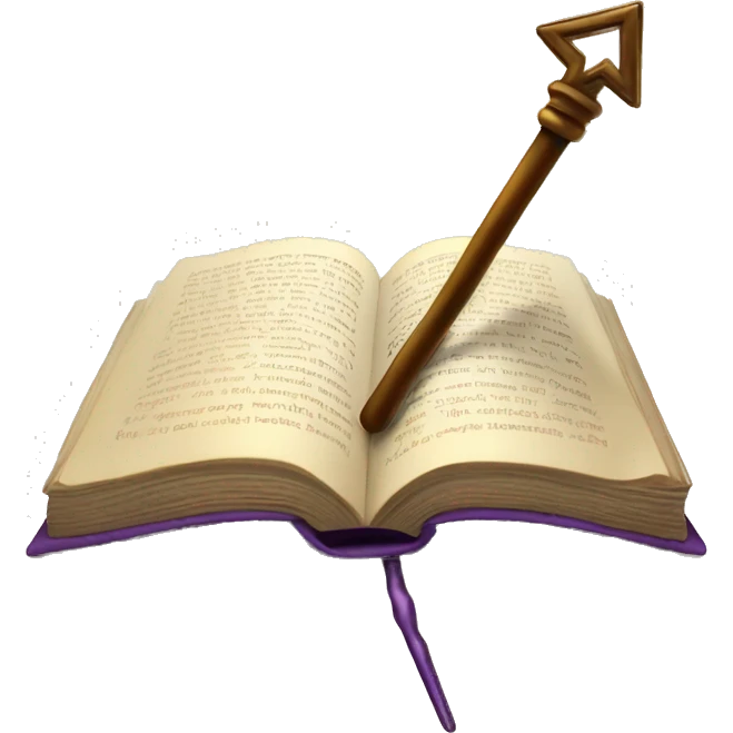 A book with a magic shadow wand, representing fantasy and imagination. emoji