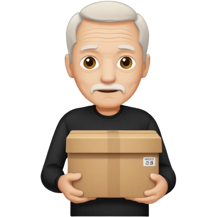 box carrier old man with black shirt emoji
