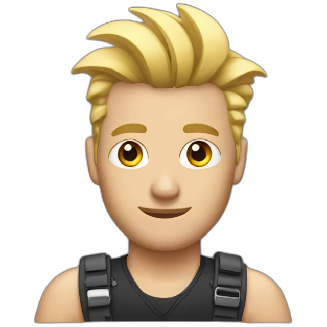 man with blonde faux hawk holding iphone emoji