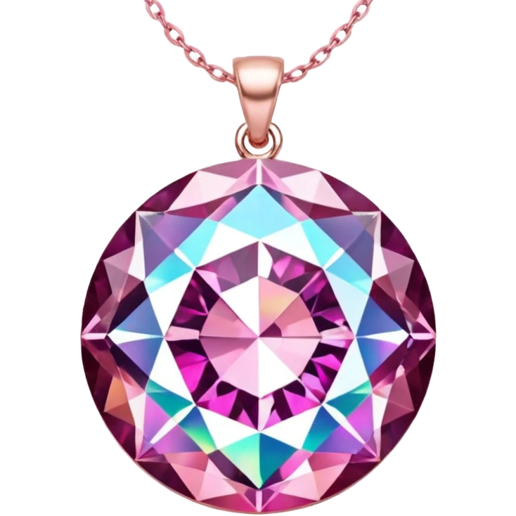 Pink Round Diamond Holographic Pendant  emoji