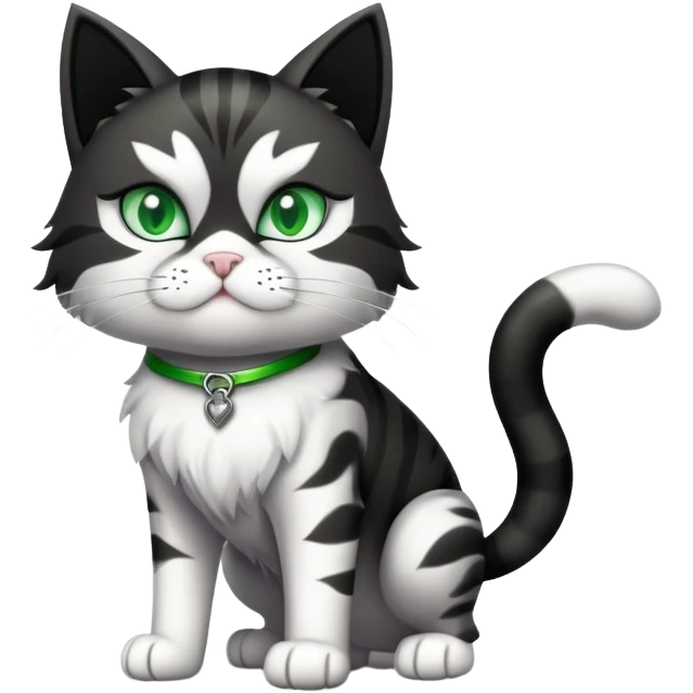 Super Duper Muscular Cat with a 10 pack full body black and white and green eyes  emoji