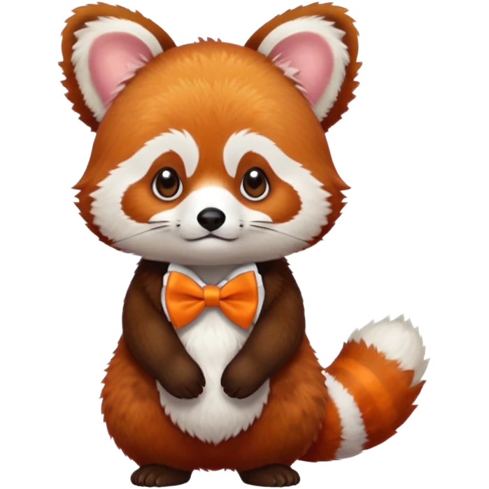 a red panda with orange bow tie emoji