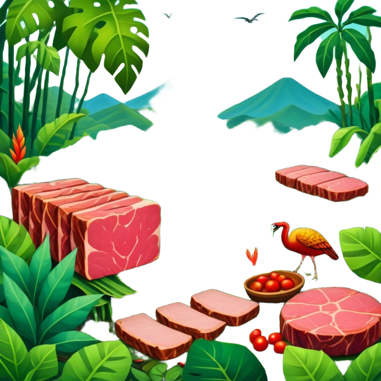 frida khalo style spam meat jungle art landscape  emoji