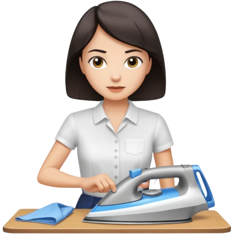 Woman short dark hair ironing emoji