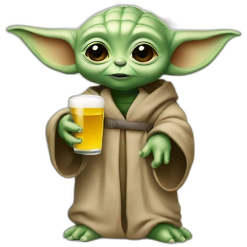 Bébé yoda avec une biére emoji
