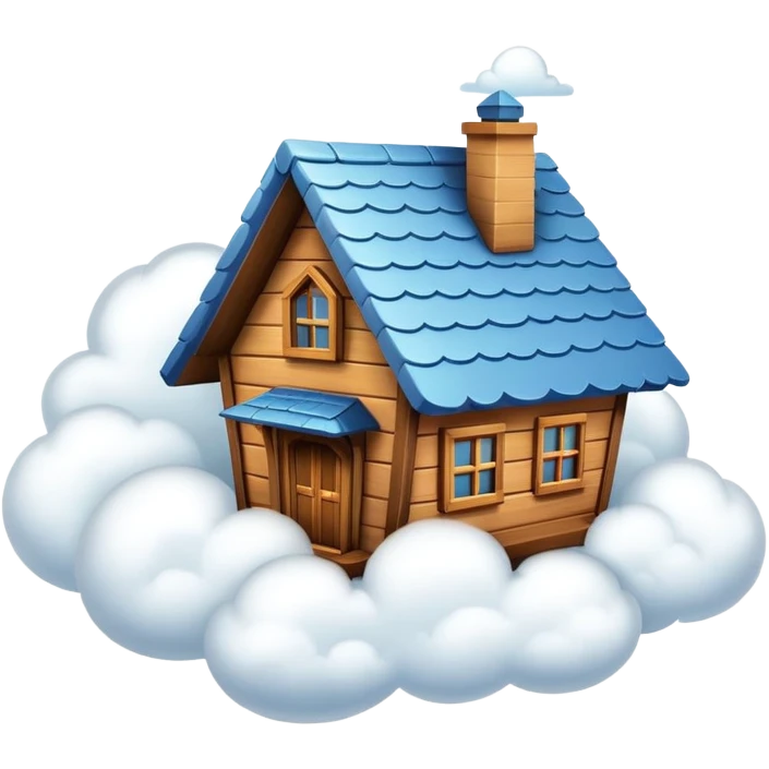 A house flying in the clouds emoji