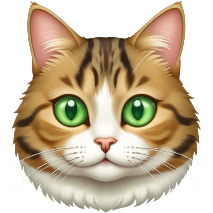 tabby cat white belly really big grean eyes  emoji