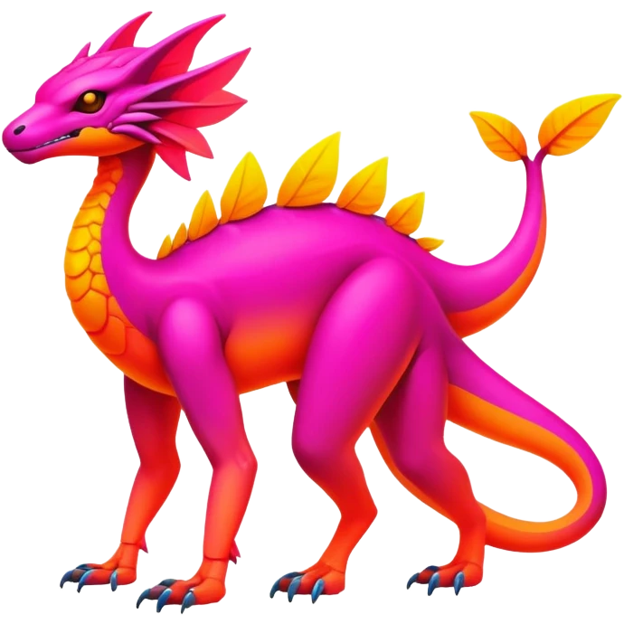 Exotic futuristic lush warm-colored neon Fakémon-creature (full body) emoji