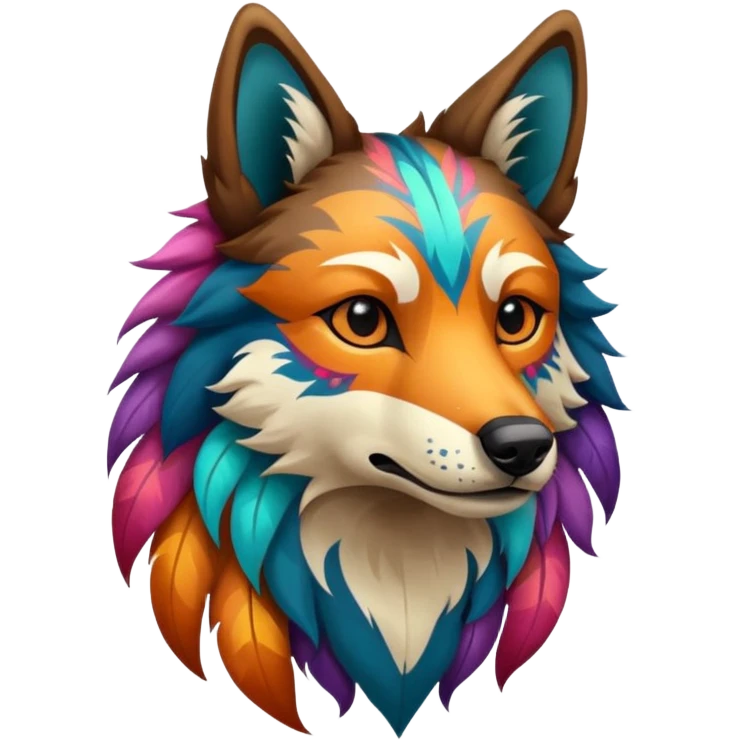 Shamanic Tribal Colorful Patterned Marked Wild Feral Natural Realistic Canine  emoji