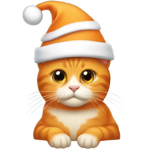 Orange cat Christmas hat  emoji