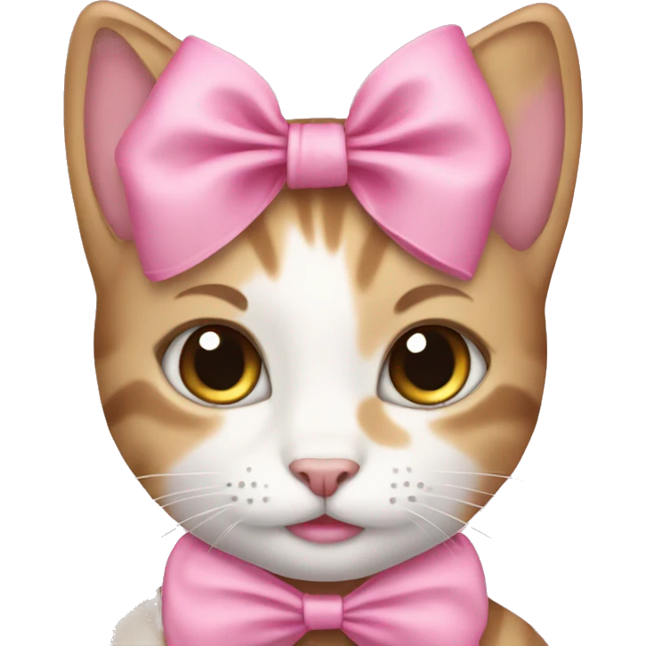 Girl cat with pink bow emoji