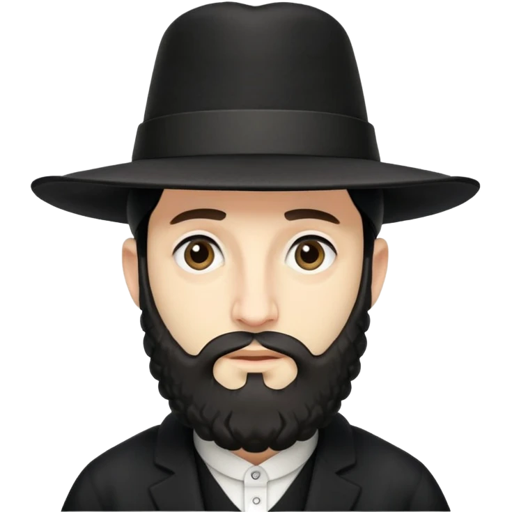 Hasidic Jewish man with wide-brimmed black hat, curled side locks, short beard, traditional attire, neutral expression emoji