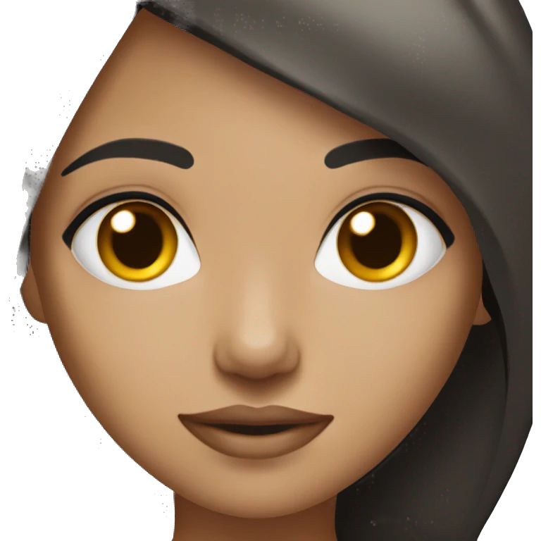Straight black haired girl with black eyes light brunette  emoji