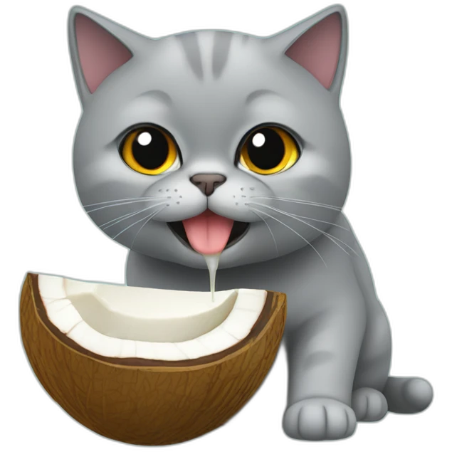 british shorthair cat eating coconut emoji