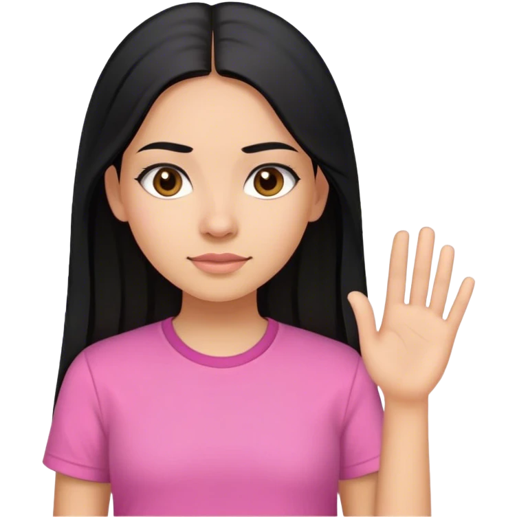 Hispanic girl with Long black hair straight with a pink shirt emoji