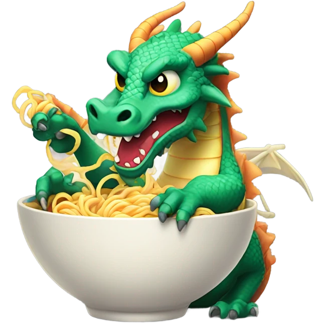 Dragon smoking ramen noodles emoji