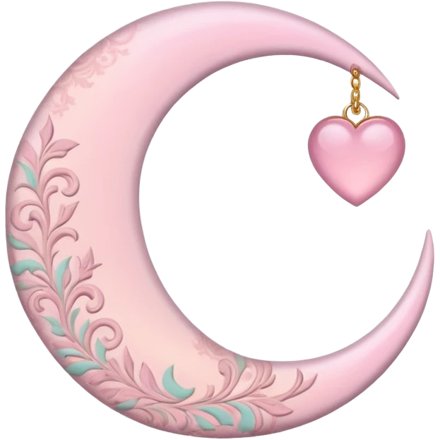Rosy romantic pastel crescent damask moon emoji