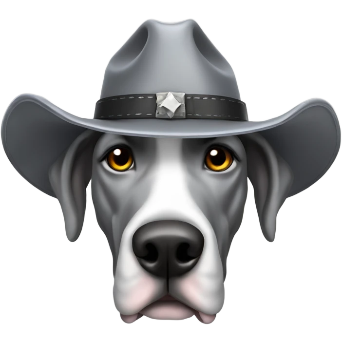 Silver Great Dane in a cowboy hat emoji