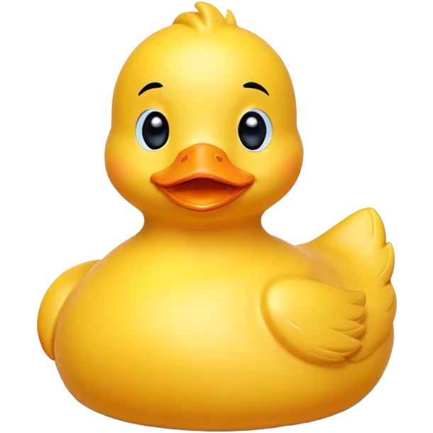 A yellow rubber duck with a cute smiling face and big eyes emoji