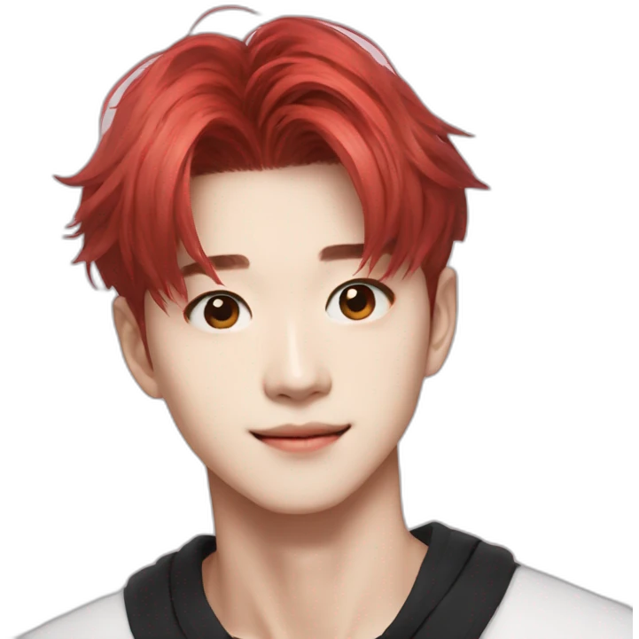 hyunjin red hairstray kids emoji