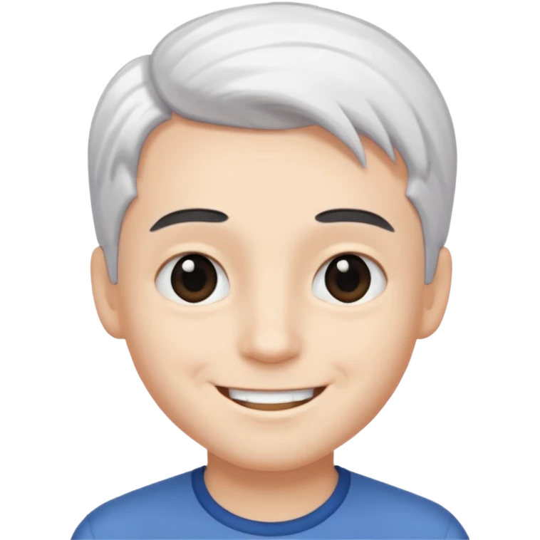 pure white hair,black eyebrow,cute Boy, smile face emoji