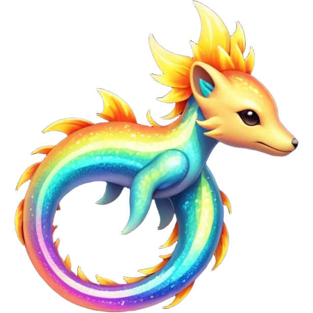 Elemental Exotic Tropical Celestial Fiery Sparky Fierce Colorful Gradient Sparkly Flaming Viney Vinal Dusky Aurorus-Amaura-Auroras-Pokémon-Fakémon-creature emoji