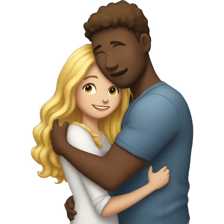 hugging white girlfriend and boyfriend for the first time emoji