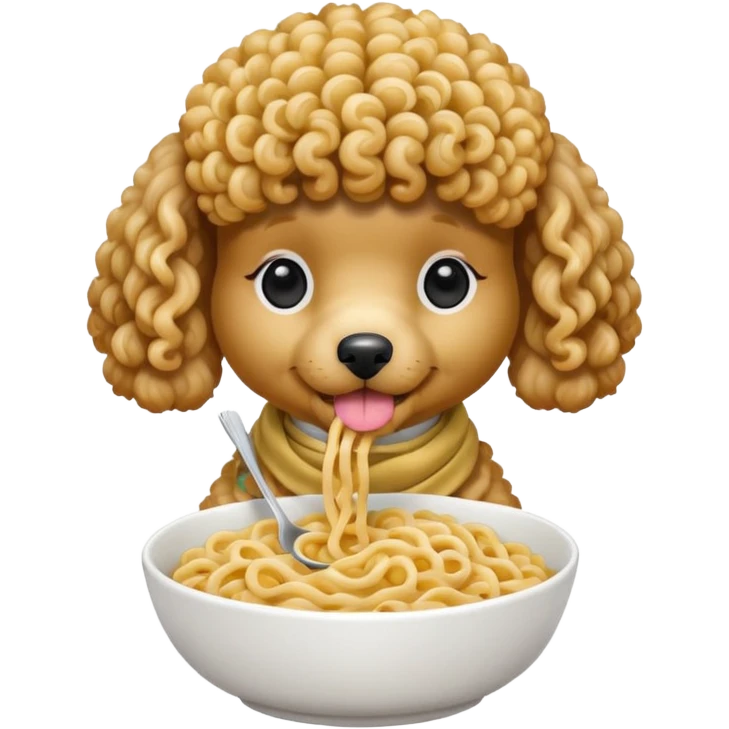 Poodle eating noodles  emoji