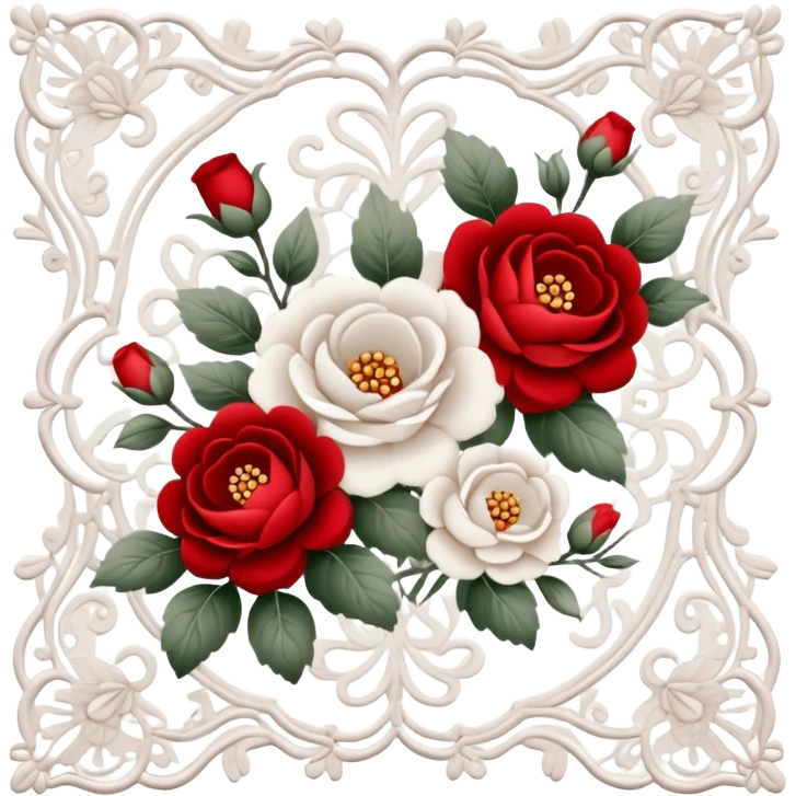 Red and white romantic vintage aesthetic  emoji