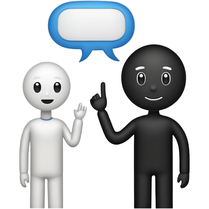 A white and black stick mand with a chat bubble coming from his mouth (encircled) emoji