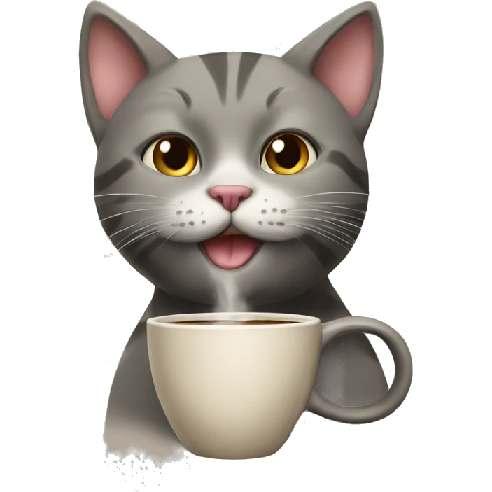 Cat drinking coffee emoji
