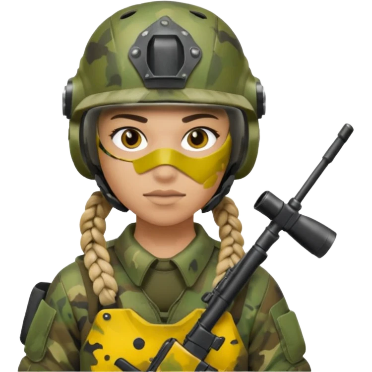 paintball player with geared face braided hair emoji