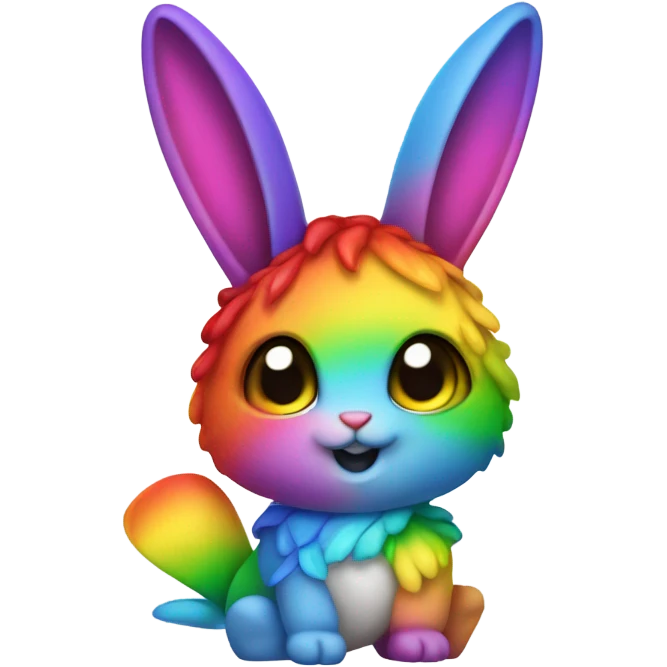 rainbow bunny with rainbow fishtail tail wearing rainbow pirate clothes emoji