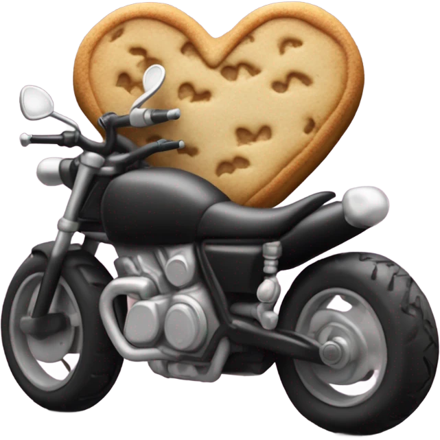cookie heart with black motorbike  emoji