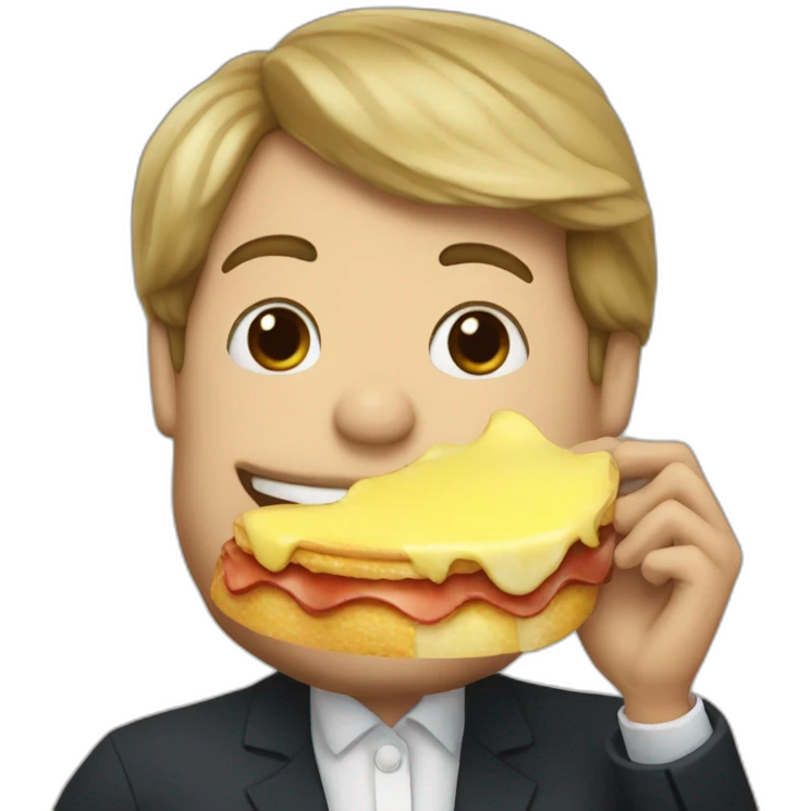 Macron eating raclette emoji