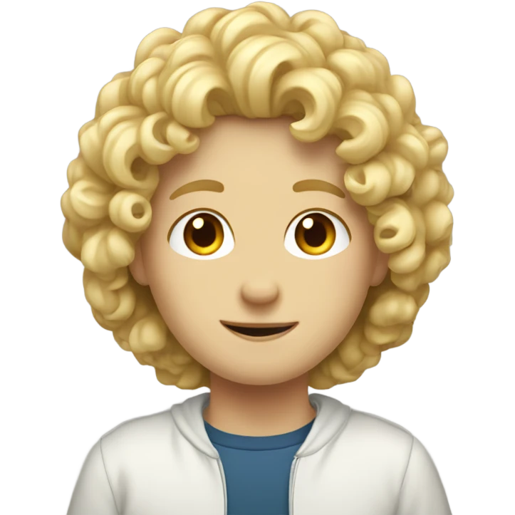 white boy with curly hair and blonde girl emoji